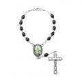  OUR LADY OF HIGHWAY AUTO ROSARY BLACK WOOD BEADS 
